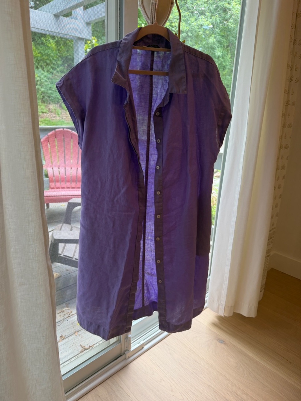 HARIS COTTON Linen shortsleeve shirtdress with belt - Picture 4 of 8